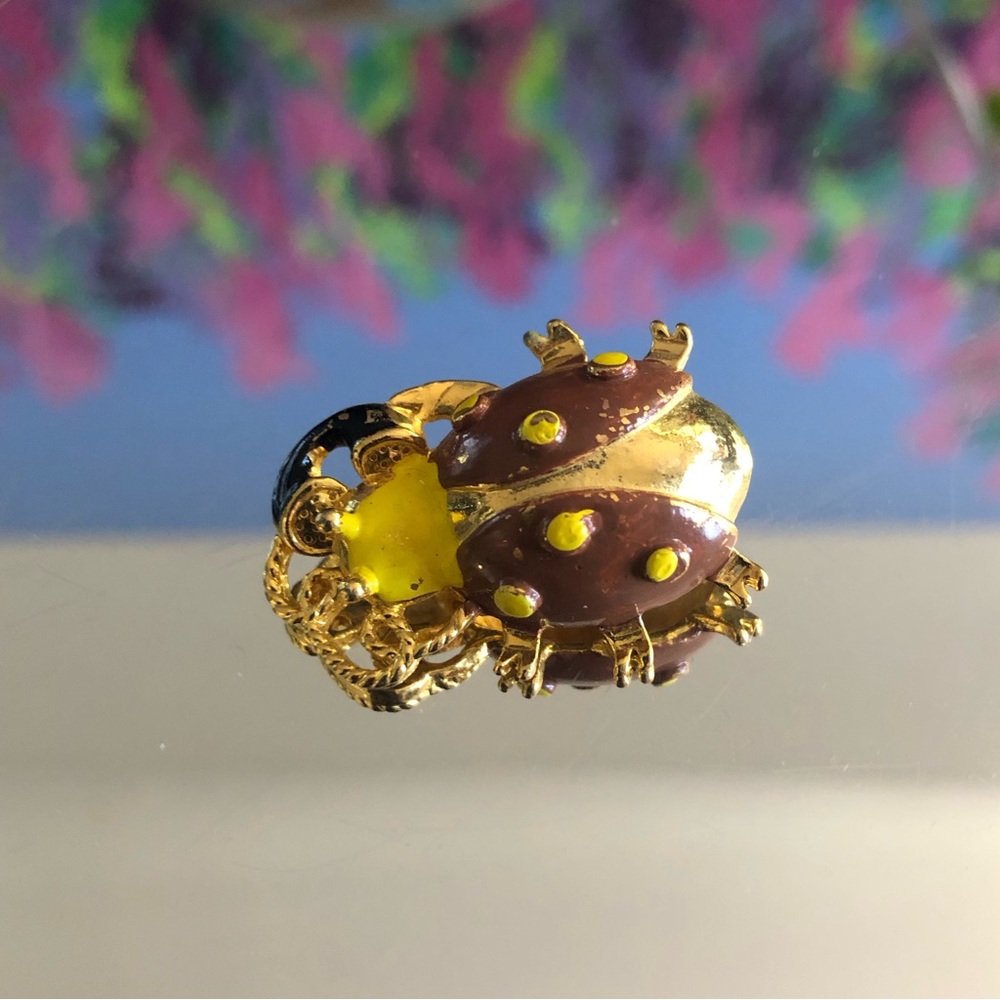 Vintage enamel insect brooch pin